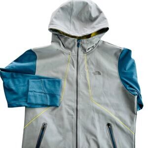 The North Face Men's Softshell Rain Jacket Blue Grey Size XL Hooded Full Zip